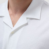 Bugatchi - Short Sleeve Seersucker Camp Shirt - White