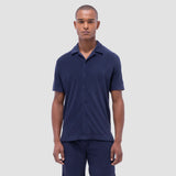 Bugatchi - Short Sleeve Terry Camp Shirt - Navy