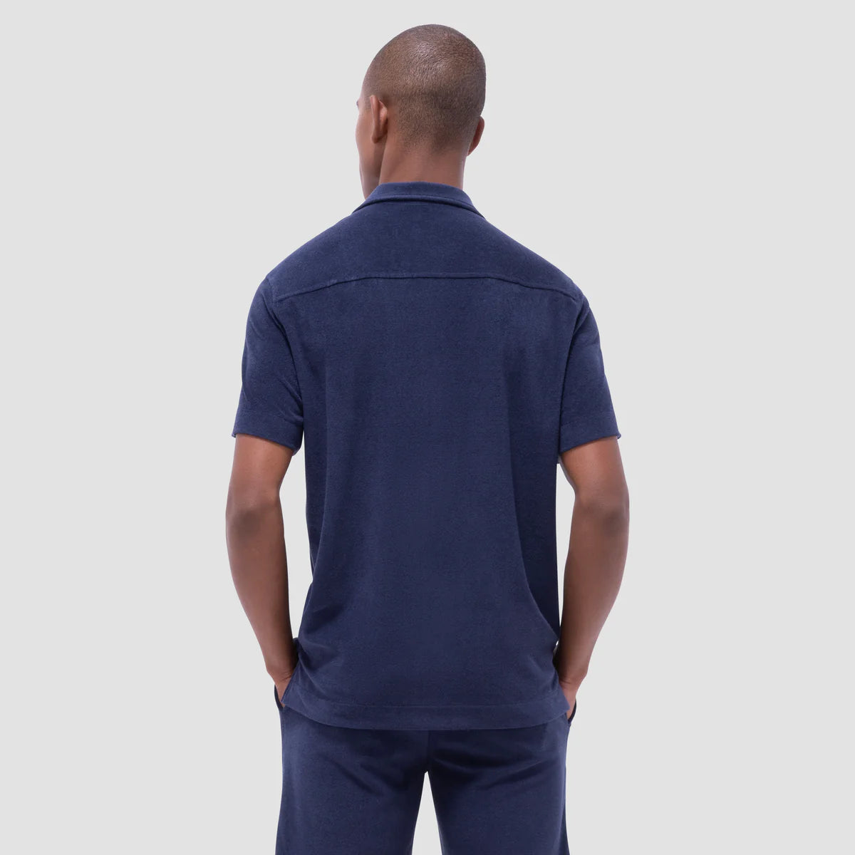 Bugatchi - Short Sleeve Terry Camp Shirt - Navy