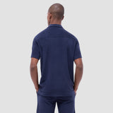 Bugatchi - Short Sleeve Terry Camp Shirt - Navy