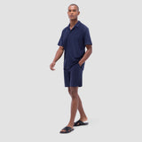 Bugatchi - Short Sleeve Terry Camp Shirt - Navy