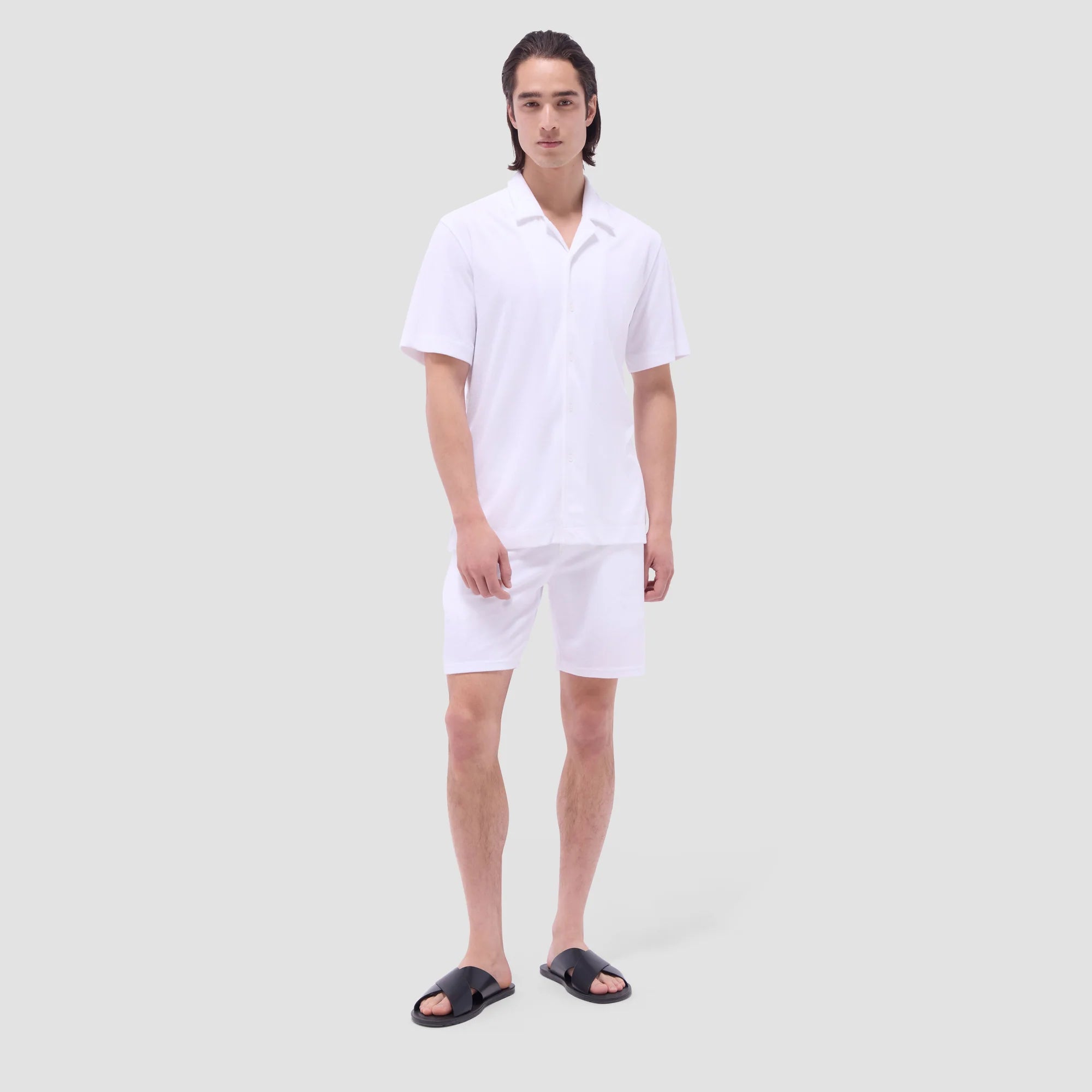 Bugatchi - Short Sleeve Terry Camp Shirt - White