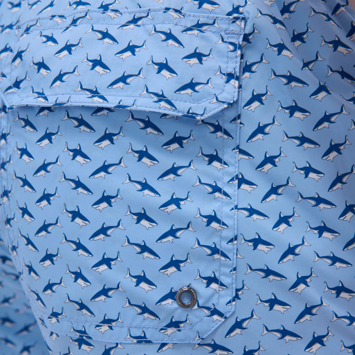 Bugatchi - Cosmo Above Knee Fish Print Swim Trunks