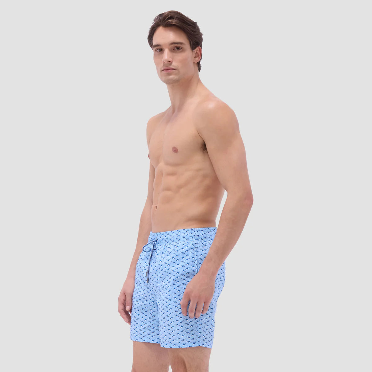 Bugatchi - Cosmo Above Knee Fish Print Swim Trunks