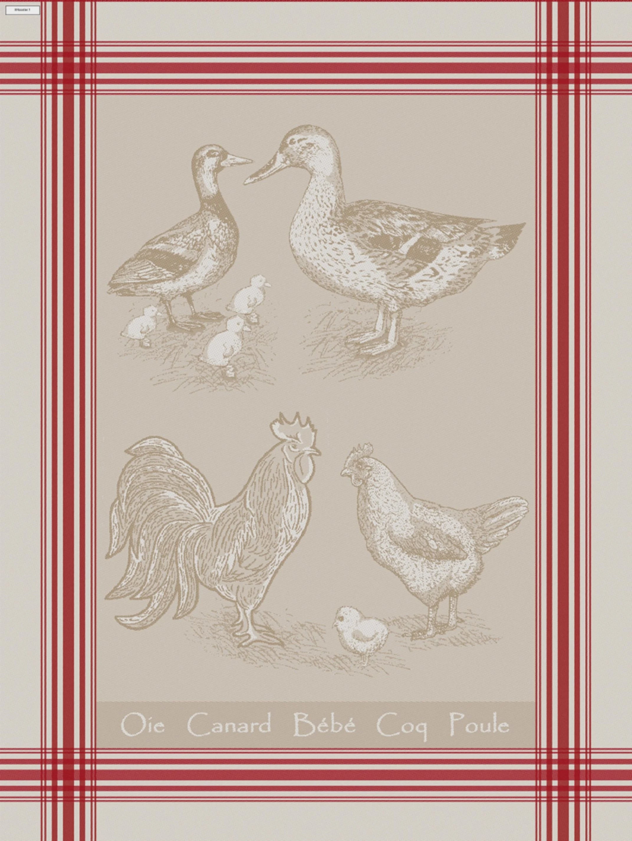 Tea Towel - French Country - Rooster Geese Duck