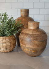 Heritage Lace - Farmhouse Artisan Wood Decorative Vase - Mango