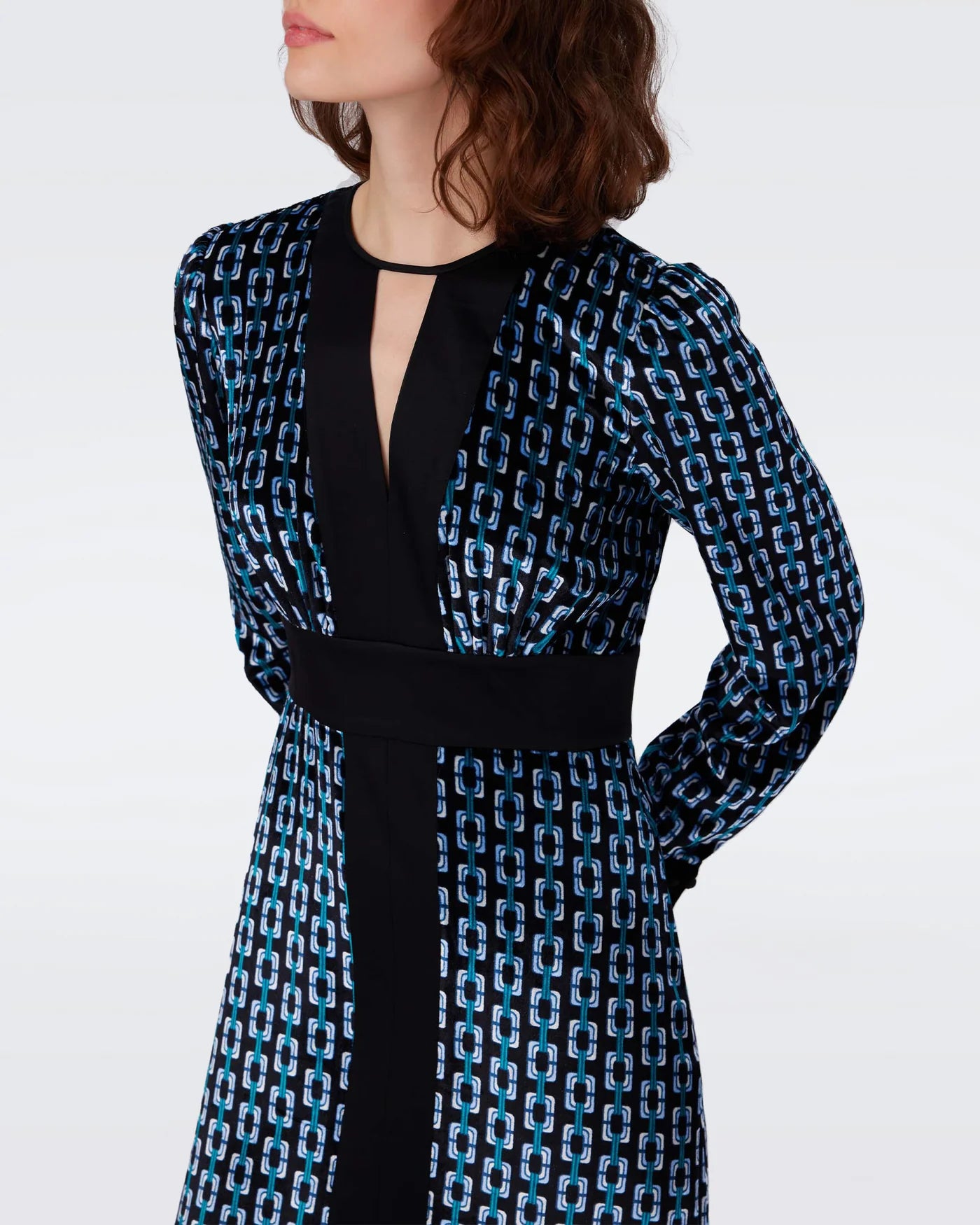 DVF - Libby Dress - Chain Geo Multi Med Sig Blue