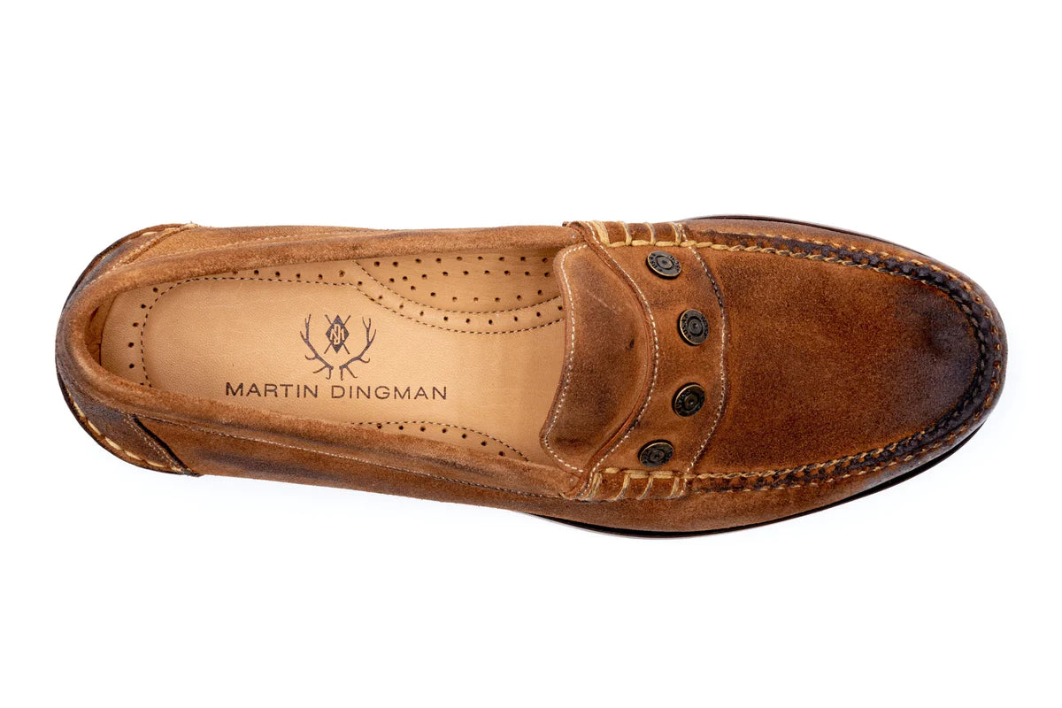 Martin Dingman - 2nd Amendment Suede Leather Penny Loafers - Tobacco