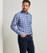 Peter Millar- Cannon Performance Flannel Sport Shirt- Crown Blue