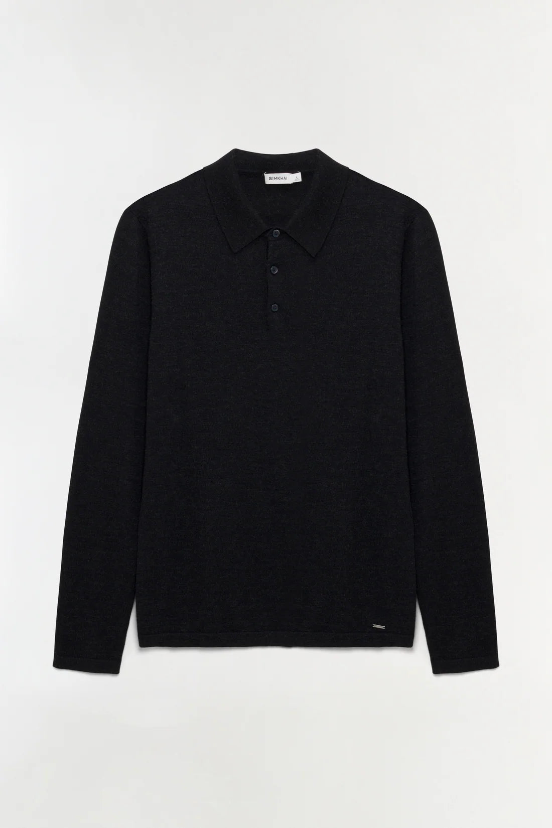 SIMKHAI - Reynolds Long Sleeve Polo - Dark Charcoal Melange