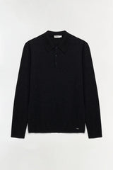 SIMKHAI - Reynolds Long Sleeve Polo - Dark Charcoal Melange