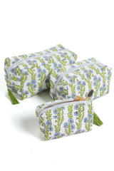Inner Child - Small Block Print Makeup Bag - Forget Me Not Blue