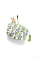 Inner Child - Large Block Print Makeup Bag - Forget Me Not Blue