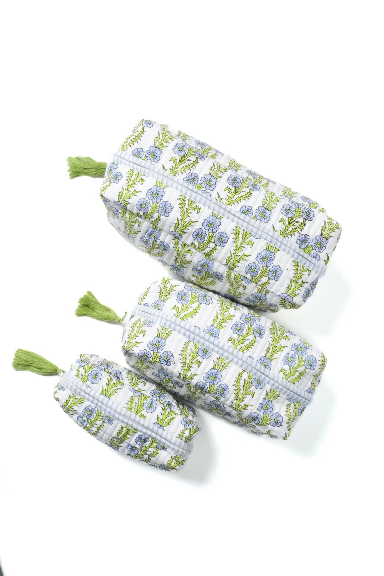 Inner Child - Large Block Print Makeup Bag - Forget Me Not Blue