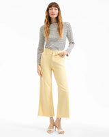 Veronica Beard Taylor Cropped Highrise Wide Leg Jeans - Yellow