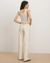Veronica Beard Taylor High Rise Wide Leg in Ecru/ Stone Khaki