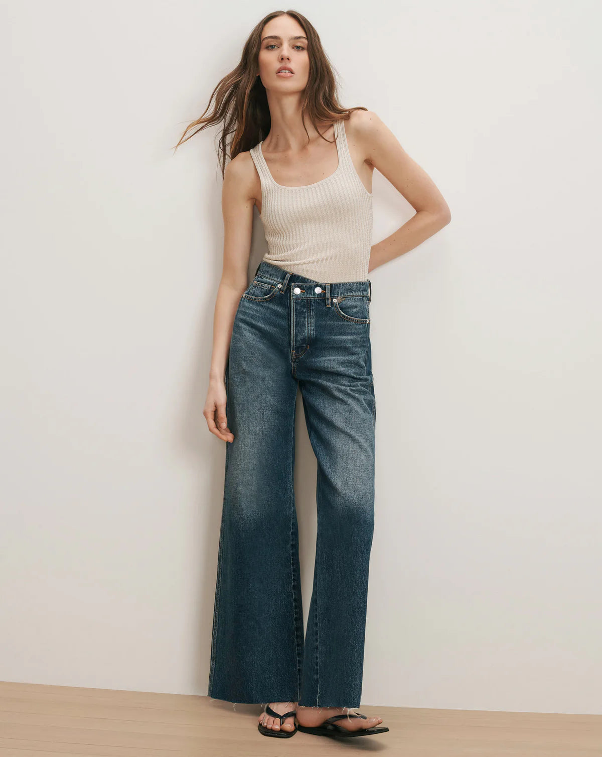 Veronica Beard Taylor High Rise Wide Leg Jean in City Lights