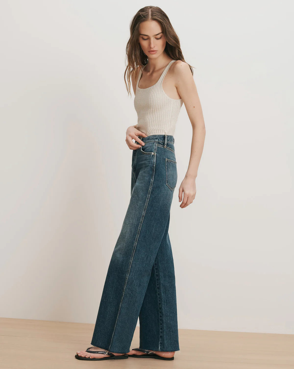 Veronica Beard Taylor High Rise Wide Leg Jean in City Lights