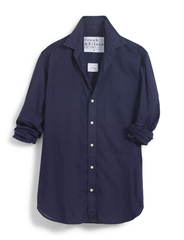 Frank & Eileen - Joedy Boyfriend Button Up Shirt - Navy Textured