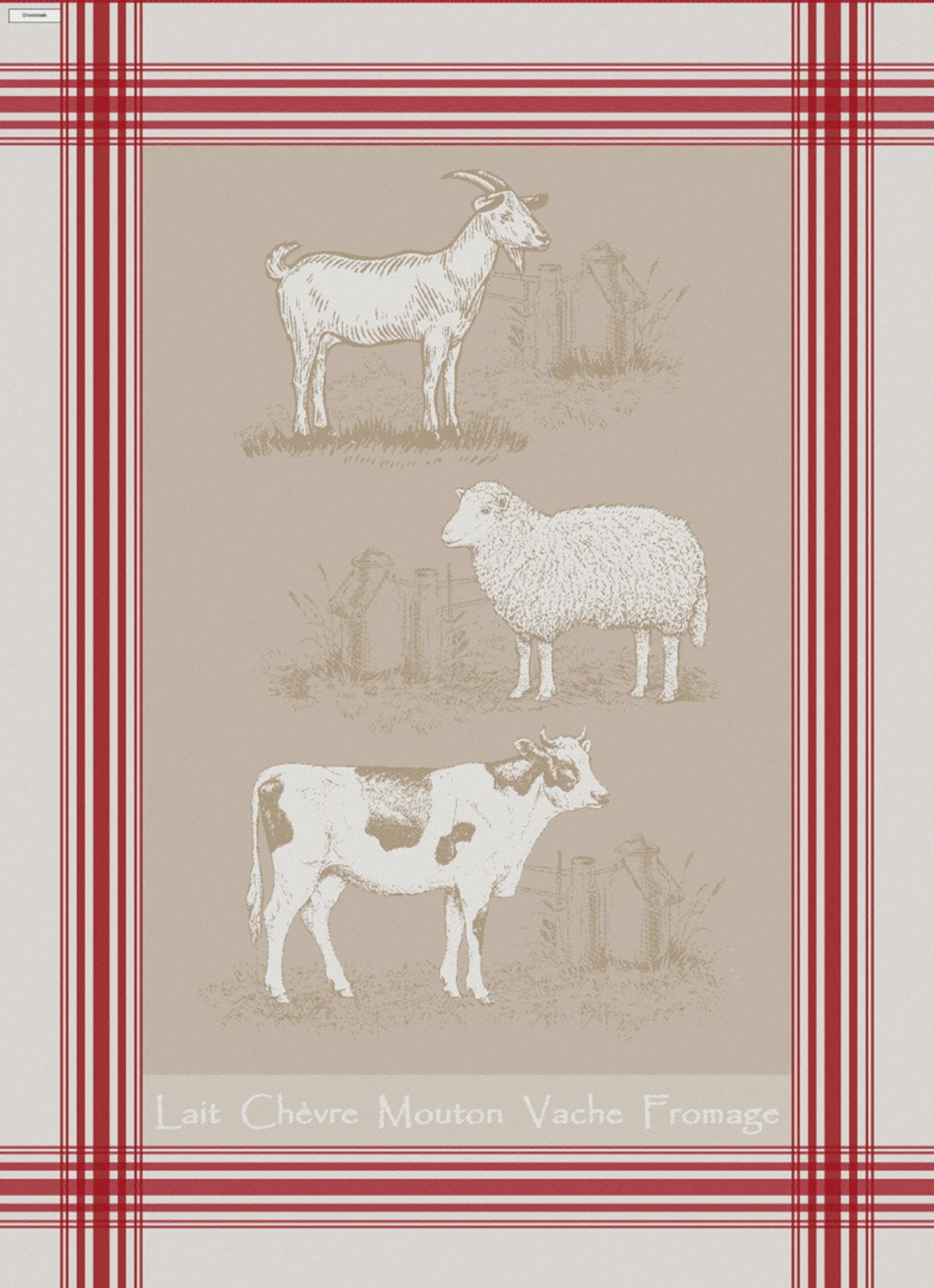 Tea Towel - French Country - Cheese Animals