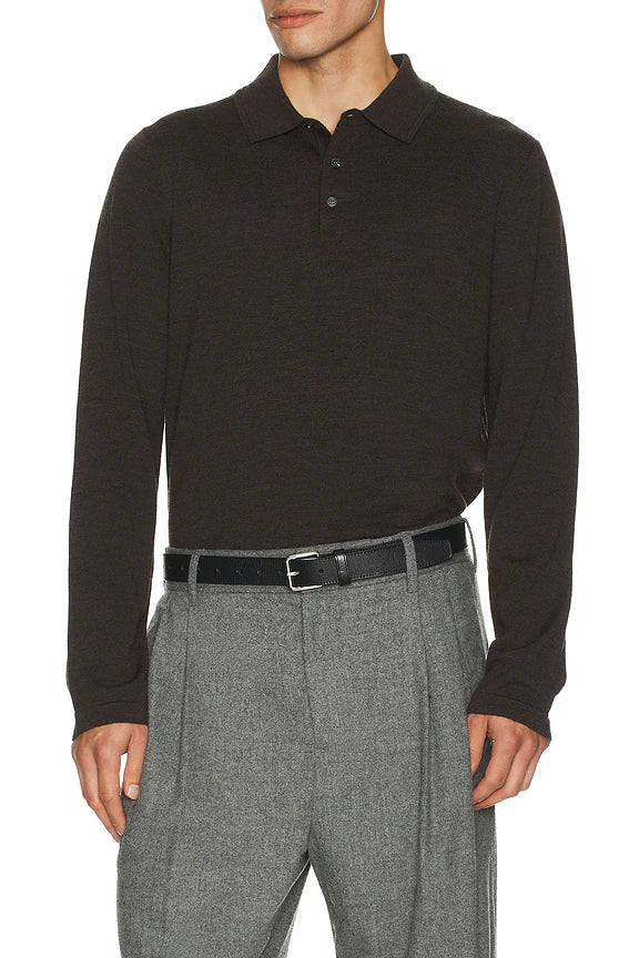 Simkhai Men's Reynolds L/S Polo - Chocolate