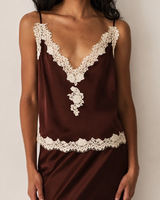 Doen- Kira Top- Equestrian Brown w/ Cream Lace