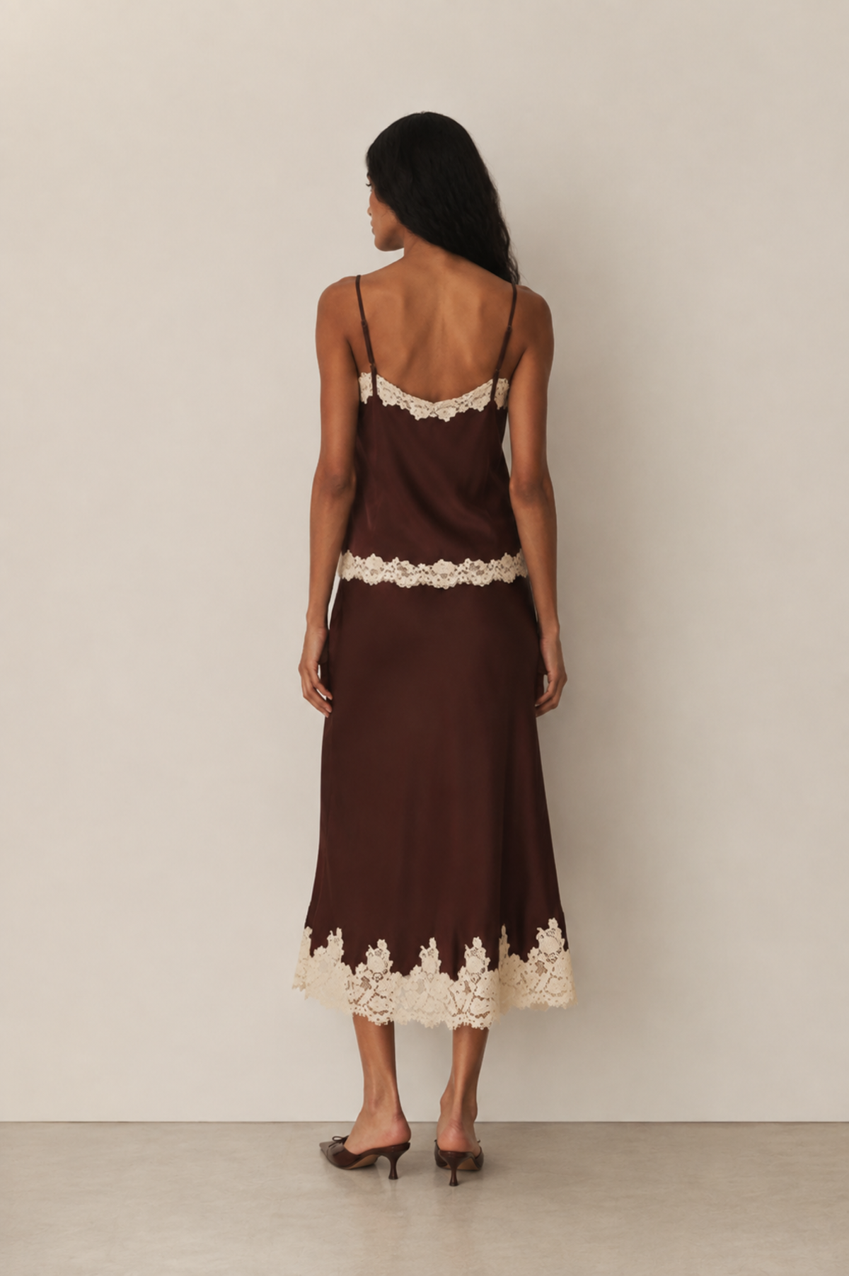 Doen- Kira Top- Equestrian Brown w/ Cream Lace