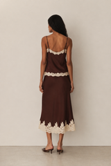 Doen- Kira Top- Equestrian Brown w/ Cream Lace