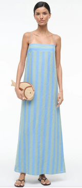 STAUD - Laura Linen Dress - Seaport (Blue)