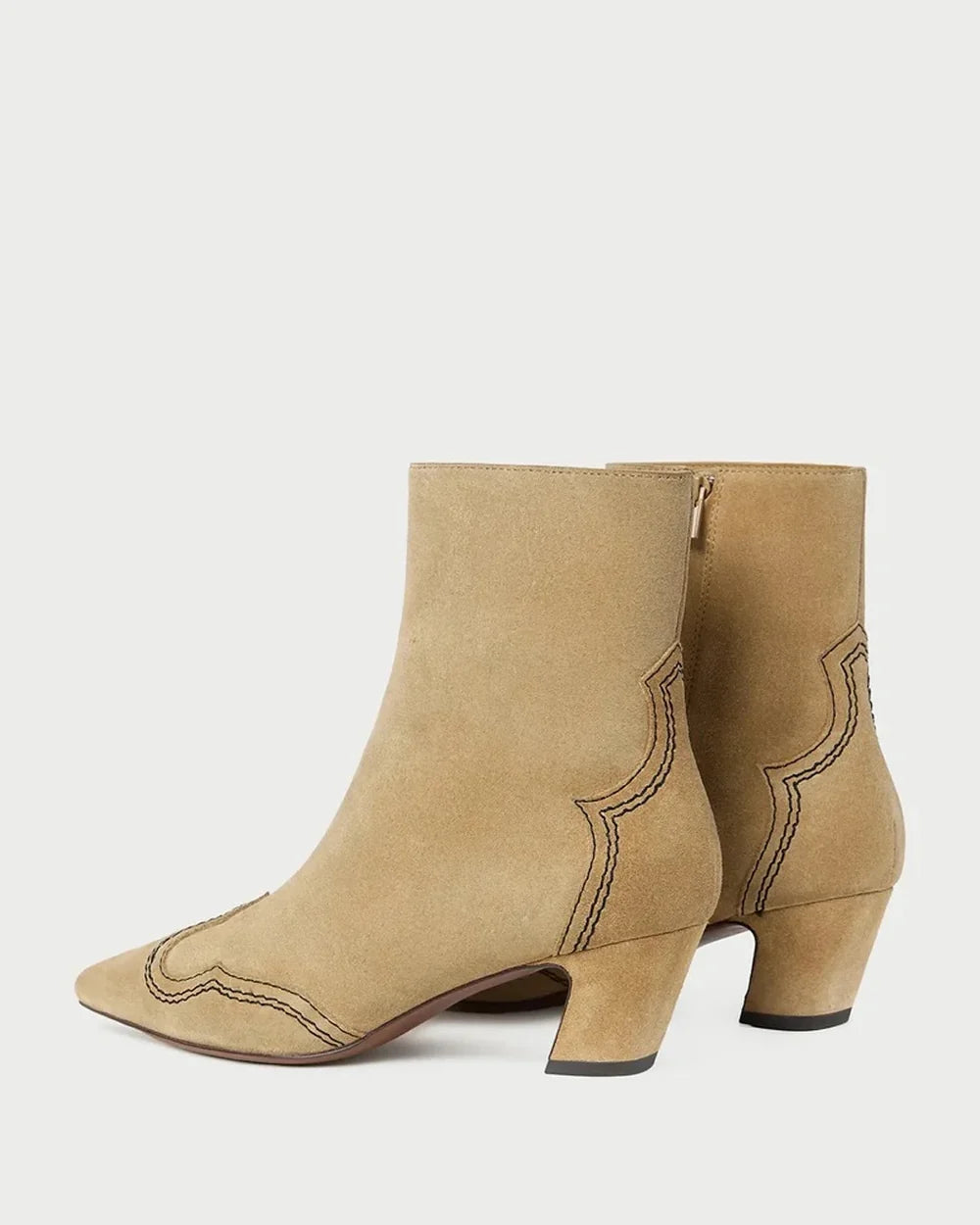 Loeffler Randall - Aspen Embroidered Kicked Heel Ankle Boot - Sand/Black