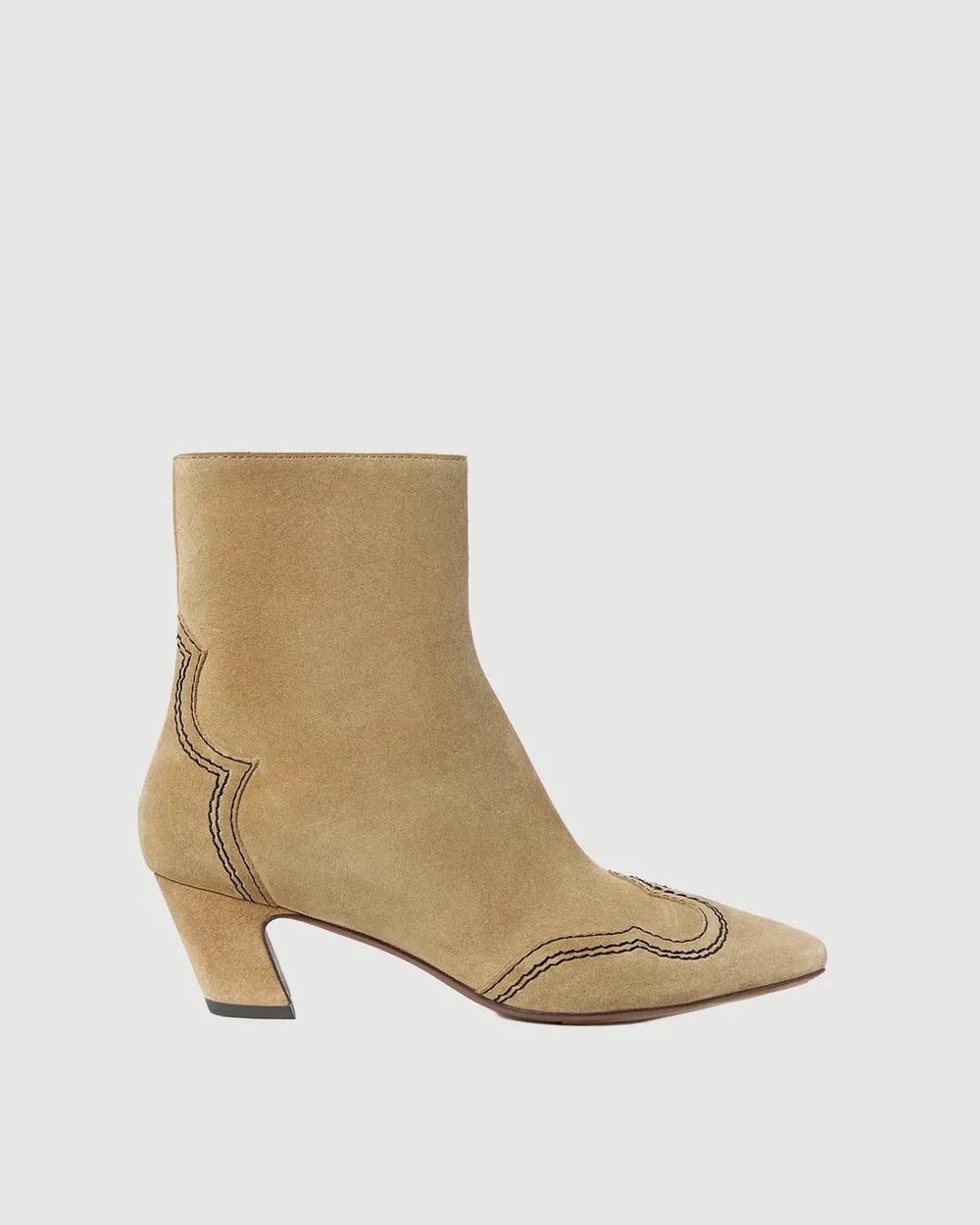 Loeffler Randall - Aspen Embroidered Kicked Heel Ankle Boot - Sand/Black