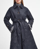 Barbour - Mariah Quilted Trench - Black/Muted Cabernet Tartan