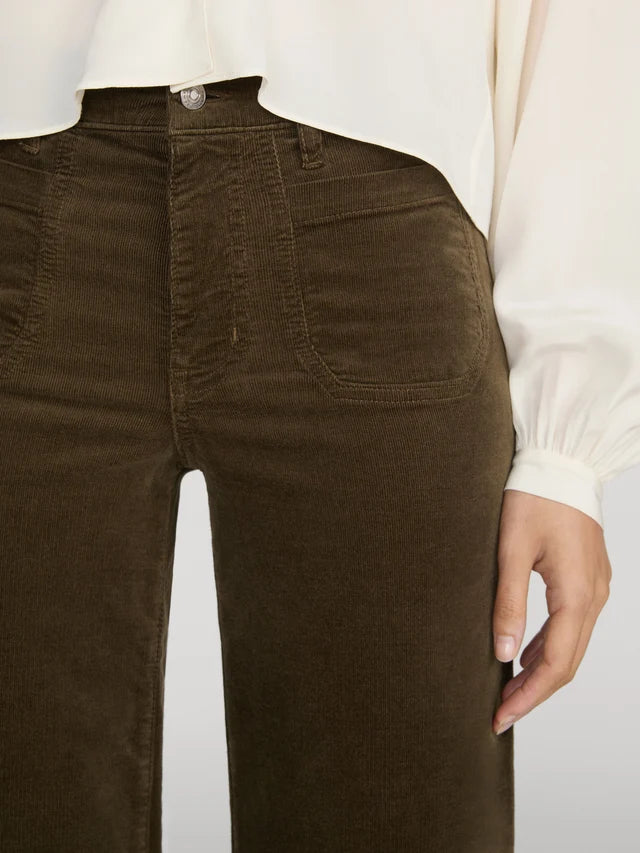 Frame- Le Slim Palazzo Modernist Pocket Corduroy- Rich Military
