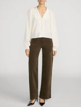 Frame- Le Slim Palazzo Modernist Pocket Corduroy- Rich Military