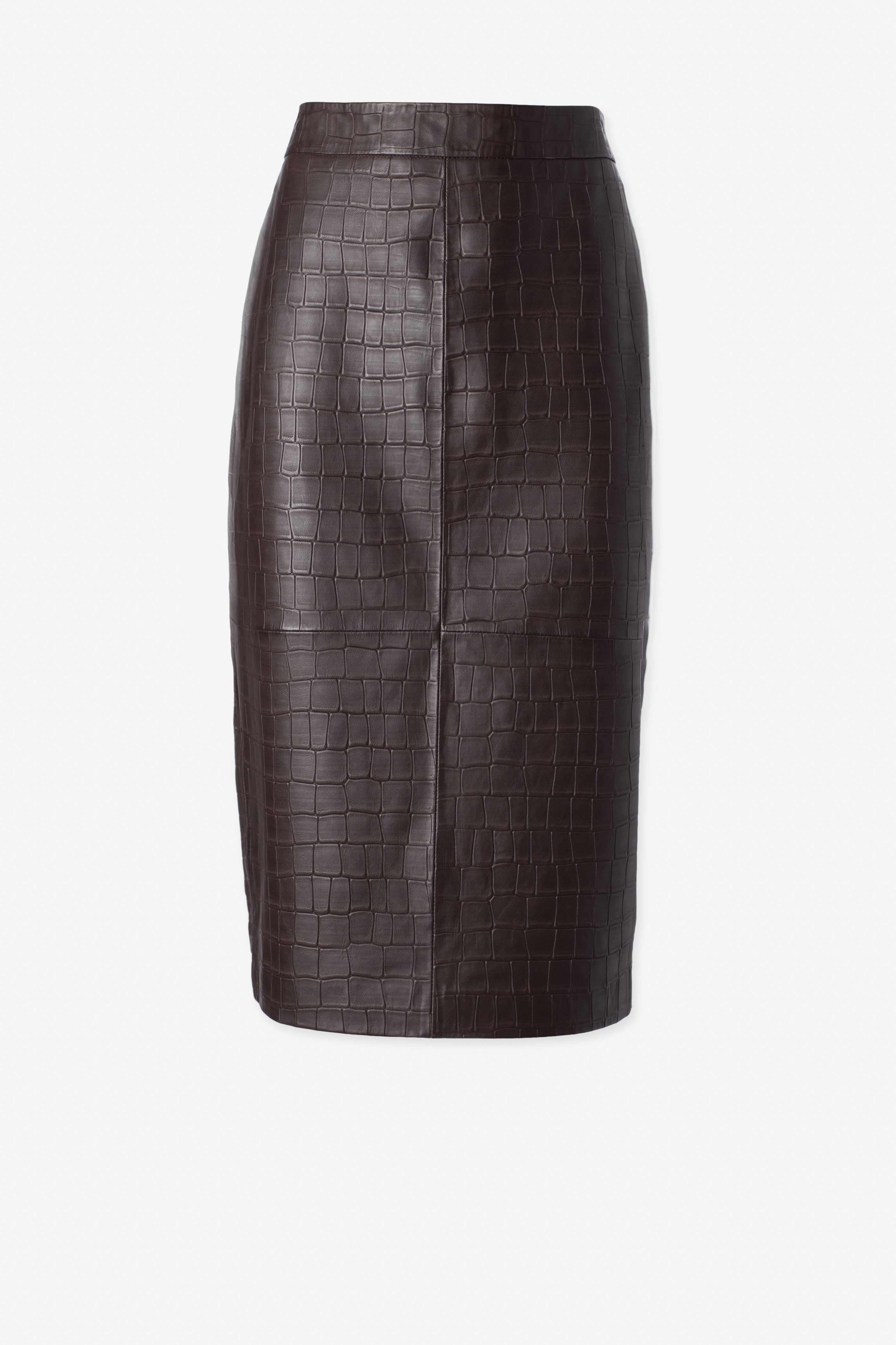 Iris Setlakwe - Croco Pencil Skirt - Espresso