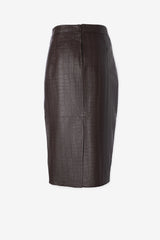 Iris Setlakwe - Croco Pencil Skirt - Espresso