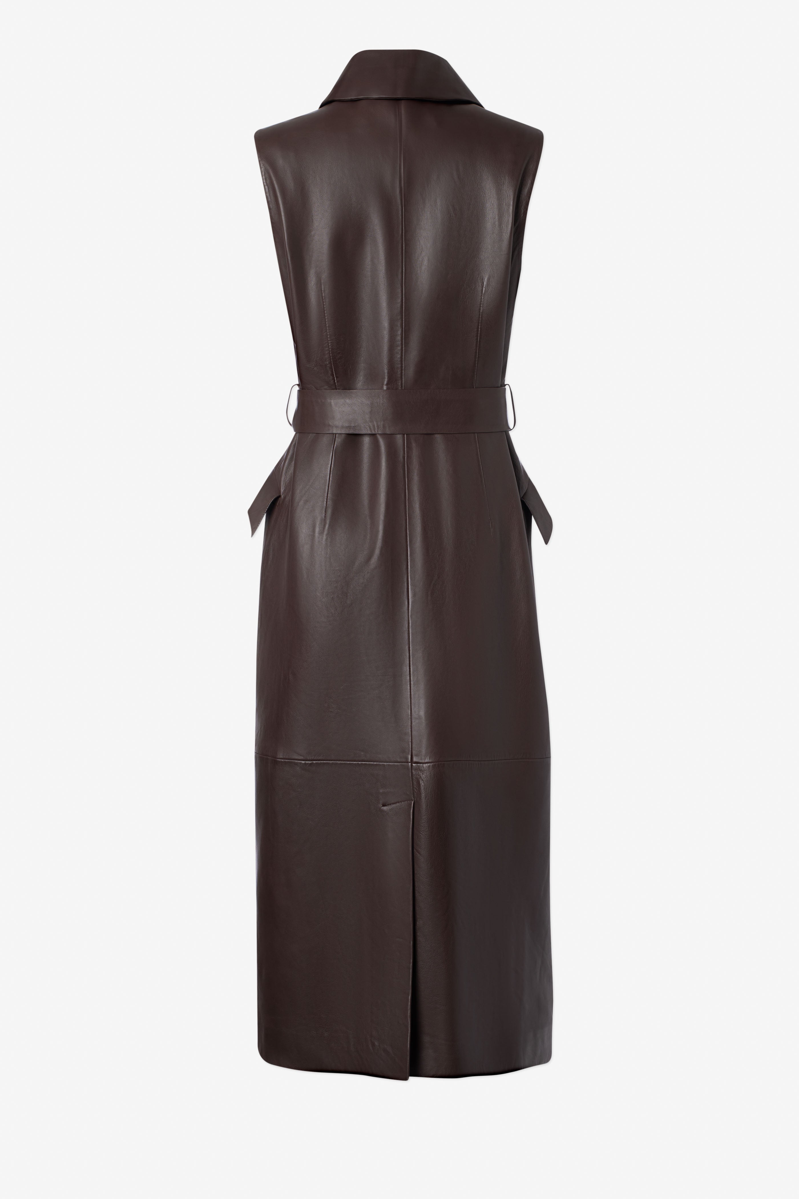 Iris Setlakwe - Leather Sleeveless Dress w Belt - Espresso