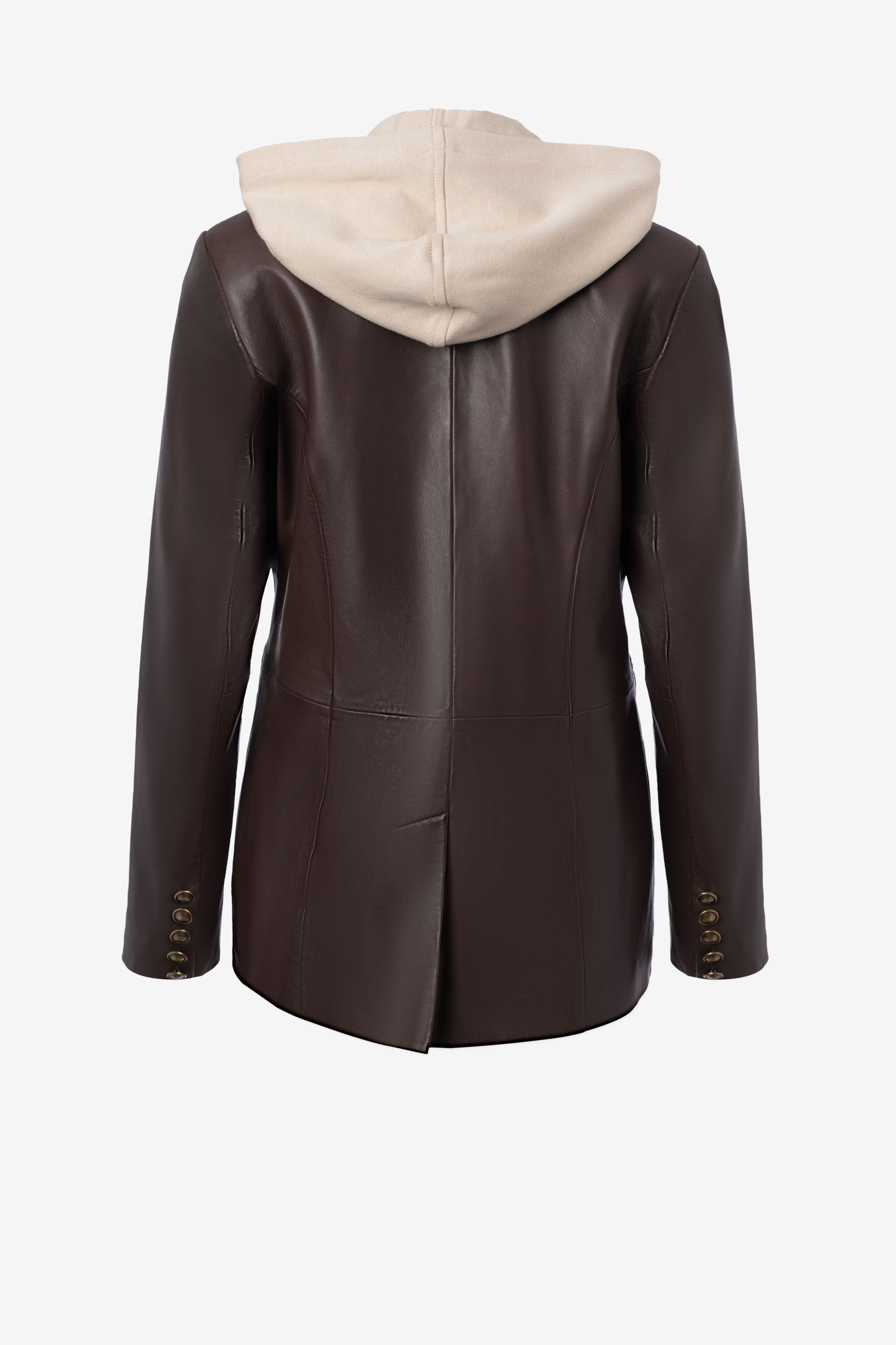 Iris Setlakwe - Leather Single Button Jacket with Hoodie - Espresso