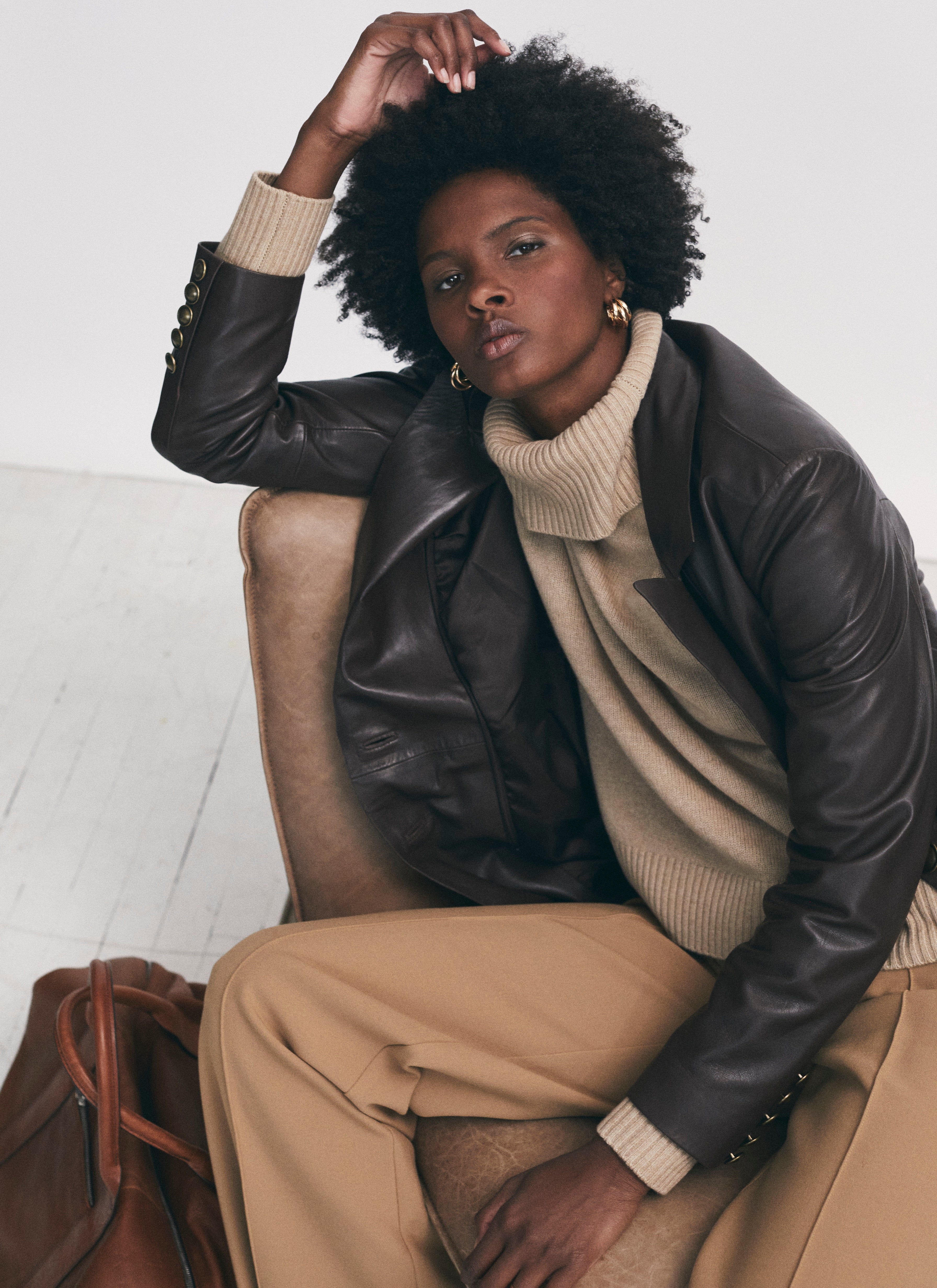 Iris Setlakwe - Leather Single Button Jacket with Hoodie - Espresso