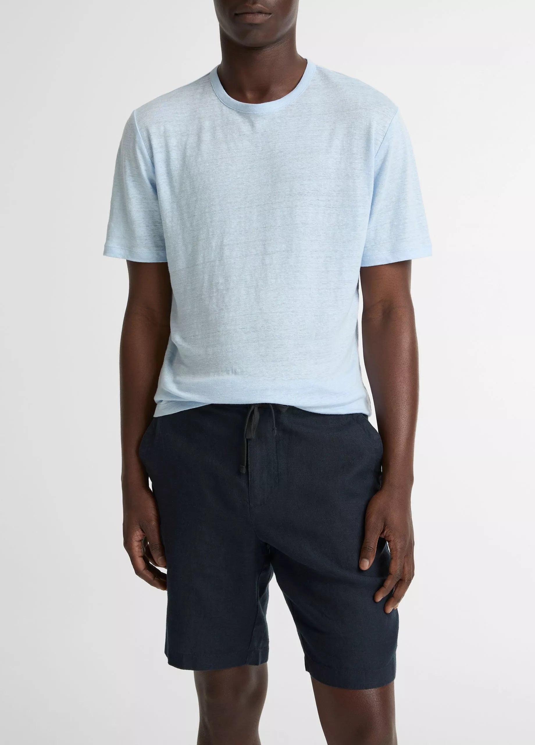 Vince Men's Linen Jersey S/S Crew Rainwater
