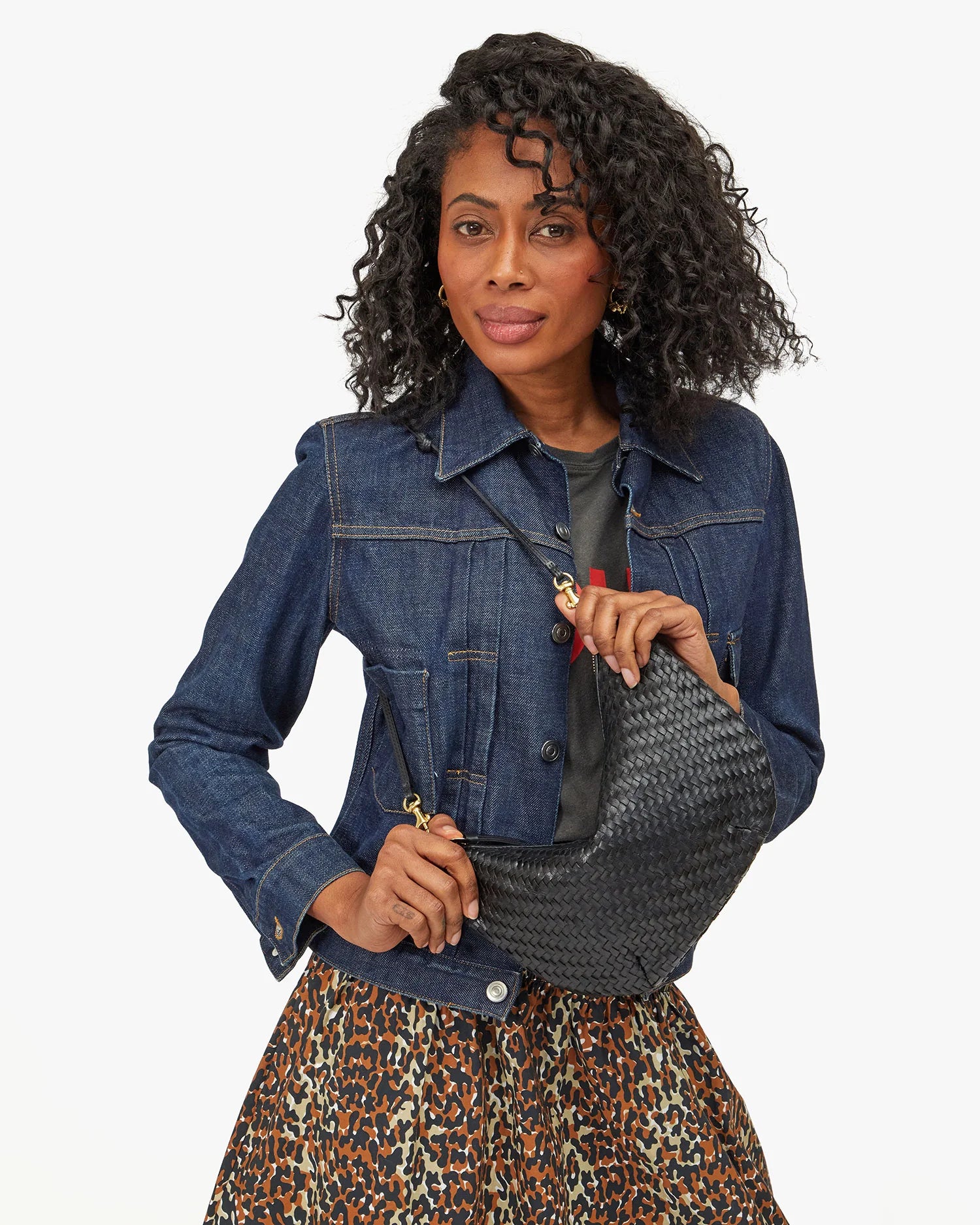 Clare V. Woven Lune Zig Zag- Black One Size