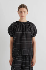 MEIMEIJ Blouse with All-Over Logo Embroidery