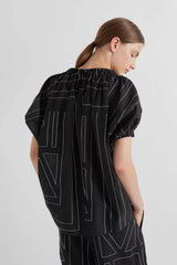 MEIMEIJ Blouse with All-Over Logo Embroidery