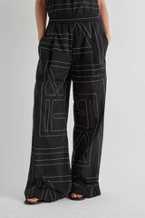 MEIMEIJ Trousers with All-Over Logo Embroidery