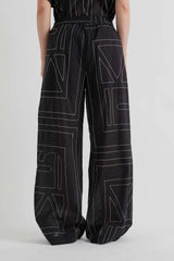 MEIMEIJ Trousers with All-Over Logo Embroidery