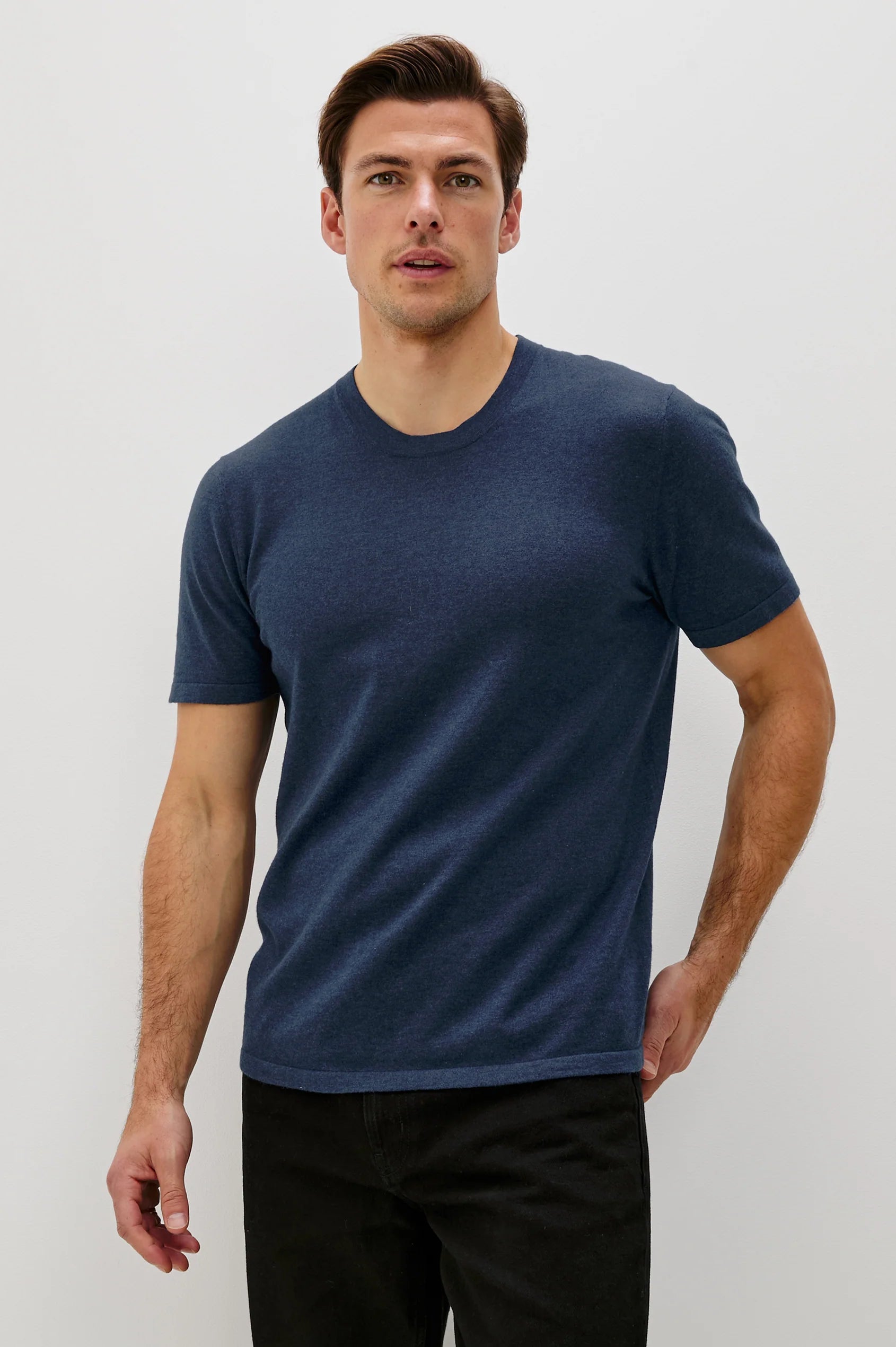 Rails- Mason Cotton Cashmere T Shirt- Heather Blue