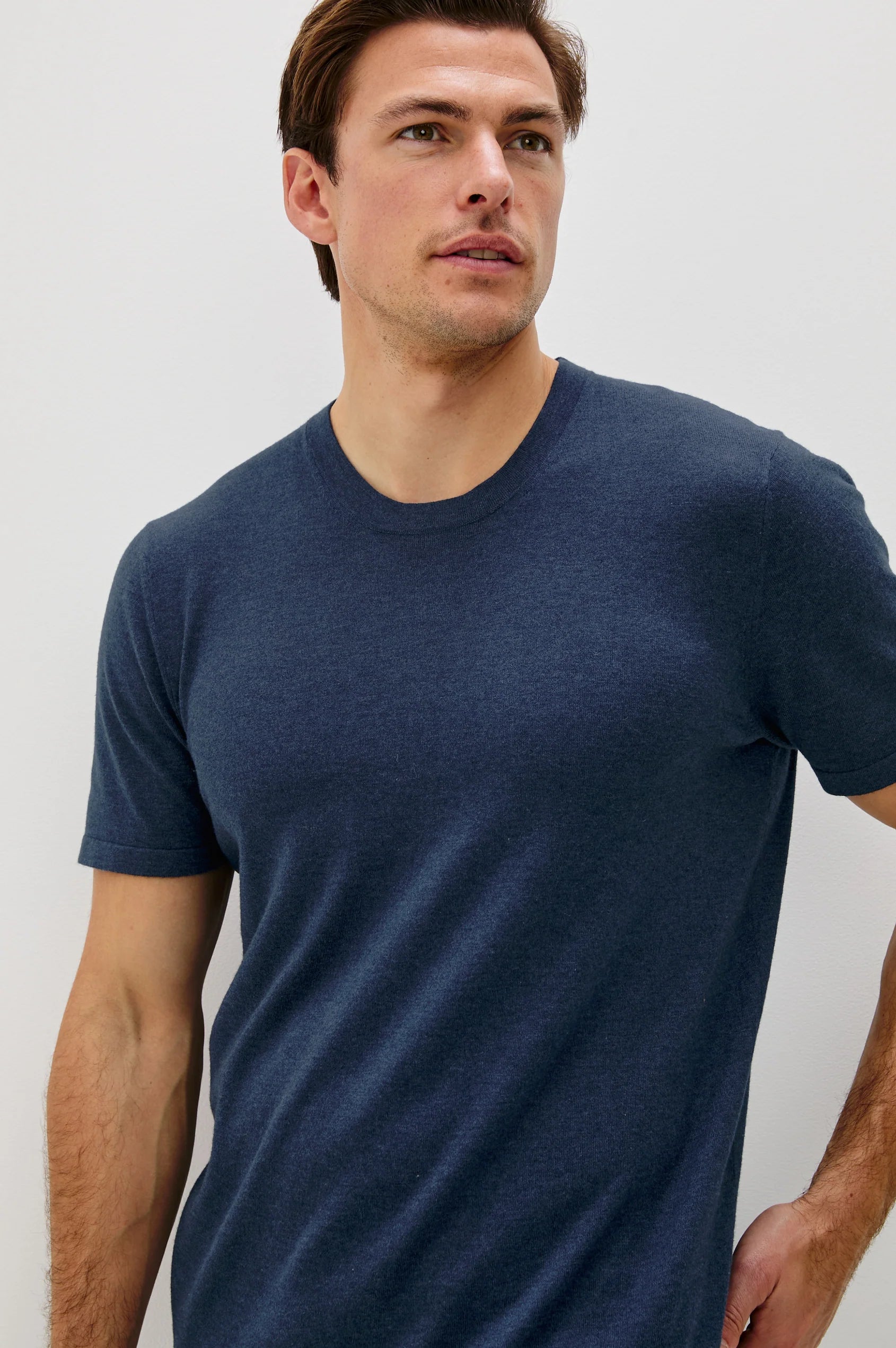 Rails- Mason Cotton Cashmere T Shirt- Heather Blue