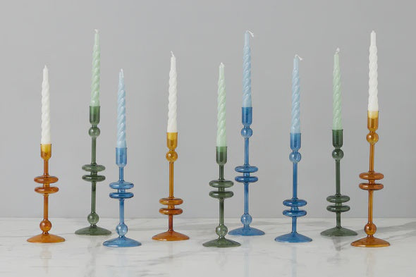 Spruce Glass Candlestick Pair - Medium
