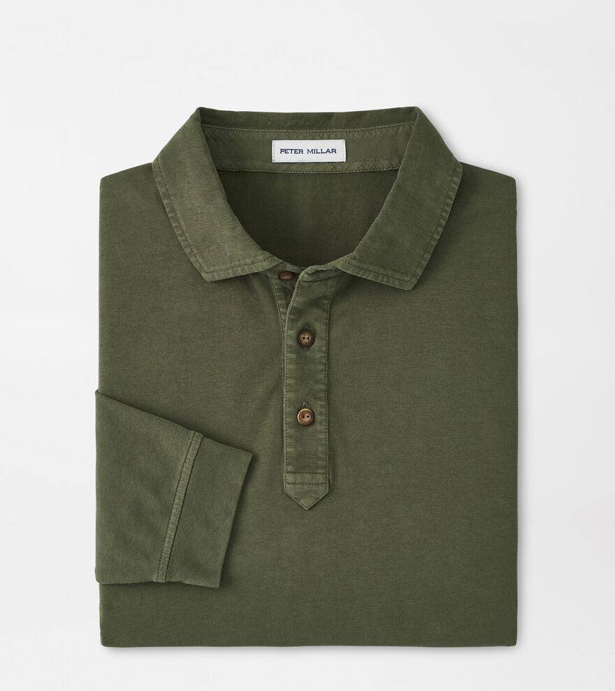 Peter Millar - Lava Wash Long Sleeve Polo - Military