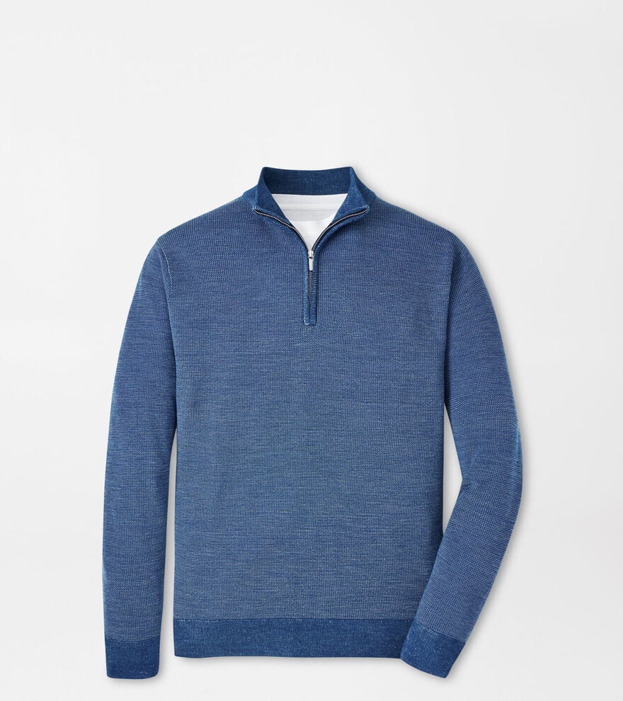 Peter Millar - Breaker Birdseye Quarter-Zip- Ocean Blue